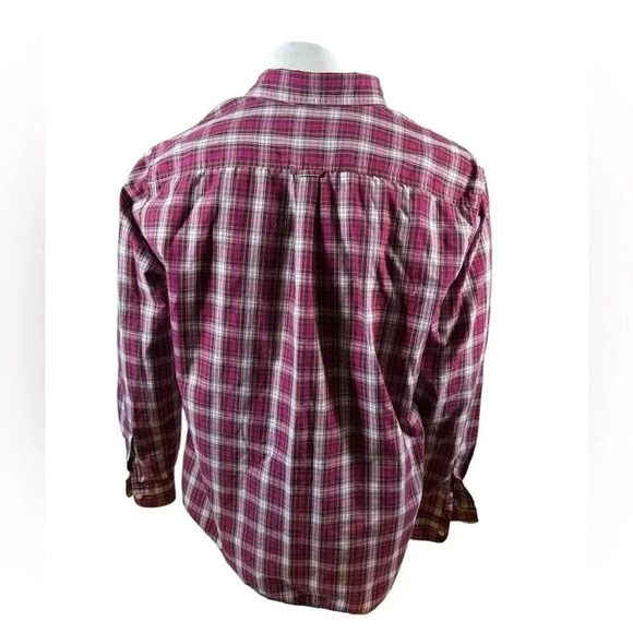 Chaps Easy Care Men's Size XL Red Plaid Long Sleeve Button Down Shirt - Picture 6 of 9